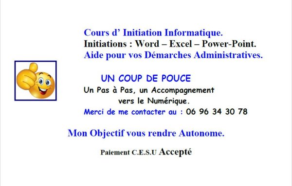 Aide démarches Administratives Cours Initiation Informatique Fort-de-France