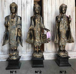 statue Bouddha debout bois H 91 cm Sedan Ardennes