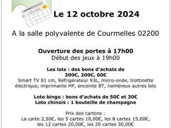 Annonce LOTO Association Les Amis Loisir Courmelles Aisne