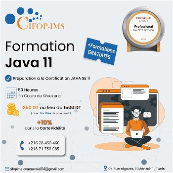 Annonce Formation Java 11 &amp; Préparation Certification Tunis Tunisie