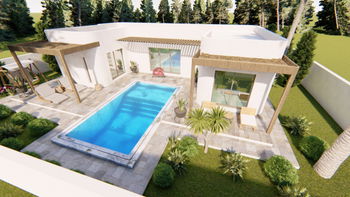 Vente clé main Modèle plain pied 3 chambres Forme U Djerba visavis