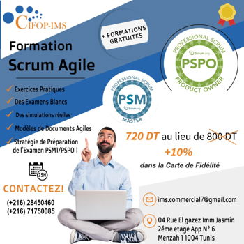 Annonce Formation Scrum PSM1 &amp; PSPO1 Tunis Tunisie