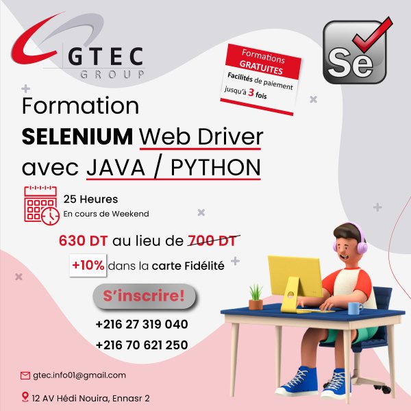 Annonce Promo Formation Selenium Web Driver Certifiante Tunis Tunisie