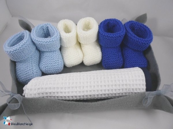 Chaussons bébé garçon tricotés laine mérinos Abeilhan Hérault