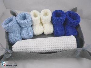 Chaussons bébé gar&amp;ccedil on tricotés laine mérinos Abeilhan