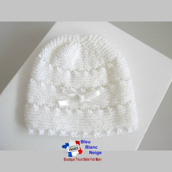 Bonnet et Chaussons tricot bébé layette tricotée main