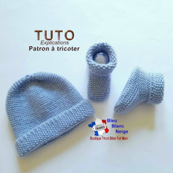 Patron à tricoter FACILE layette tricot bébé explication en PDF pour un cadeau de naissance