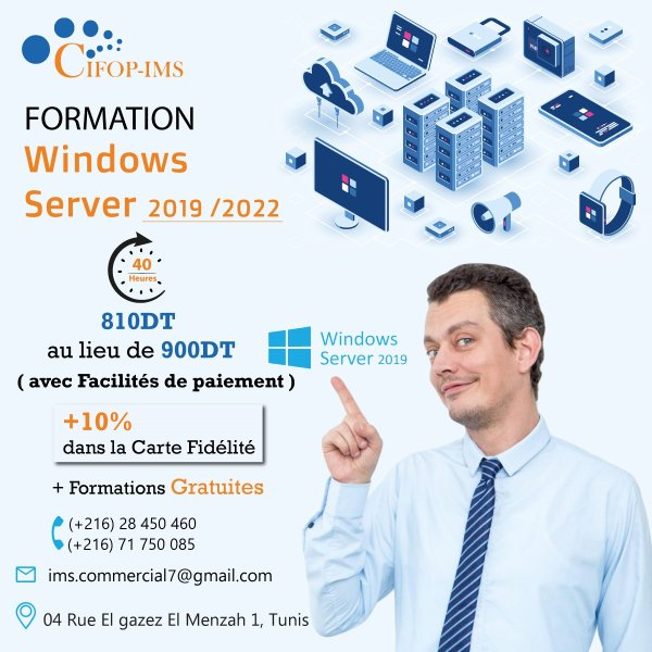 Annonce Formation Windows Server 2019 Tunis Tunisie