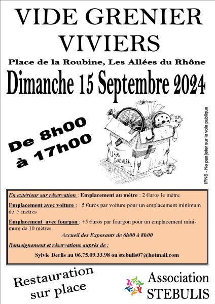 Annonce Vide grenier Viviers 15 septembre Ardèche