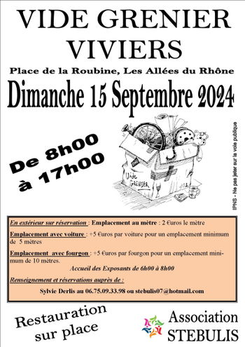 Annonce Vide grenier Viviers 15 septembre Ardèche