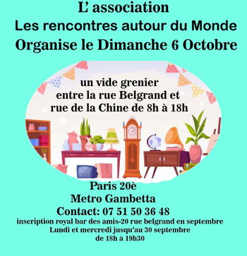 Vide-Grenier quartier Gambetta -Tenon 6 octobre 2024 Paris 20