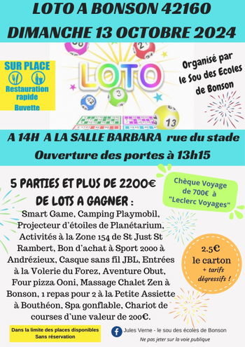 Annonce Super Loto Sou des écoles Bonson Loire