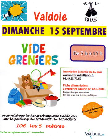 vide grenier annuel ROV Dimanche 15 septembre Valdoie Territoire de Belfort