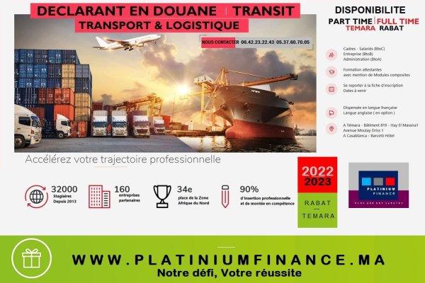 Formation cadre Déclarant douane-Commerce -Douane-Transit Rabat Maroc