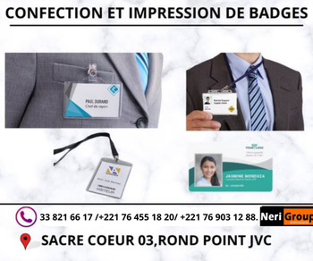 Annonce CONCEPTION IMPRESSION BADGES PVC BAS PRIX Dakar Sénégal