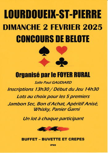 CONCOURS BELOTE Lourdoueix-Saint-Pierre Creuse