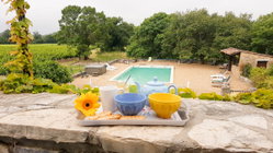 la piscine depuis le gi^te
