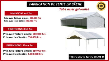 Annonce FABRICATION TENTES BÂCHES DAKAR 05 Sénégal