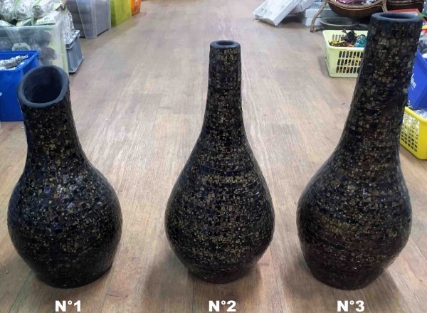 Vase terre cuite mosaique verre H 42 51 cm Sedan Ardennes