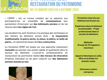 Formation diplômante Ecoconstruction rénovation patrimoine Ungersheim