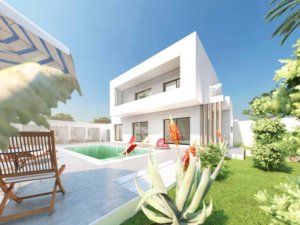 Vente plan villa ultra moderne Houmt Souk titre bleu Djerba Tunisie