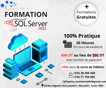 Annonce Formation SQL Server 2022 Tunis Tunisie