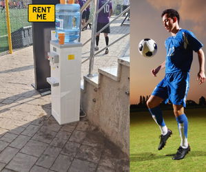 Fontaine a eau en location ideale pour les joueurs avant pendant et apres le match.