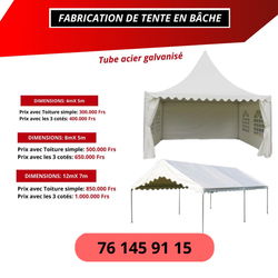 FABRICATION DE TENTES EN BÂCHES GALVANISE