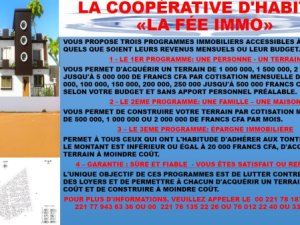 Annonce Vente COOPéRATIVE D&#039;HABITAT &amp;laquo FéE IMMO&amp;raquo Thies Sénégal