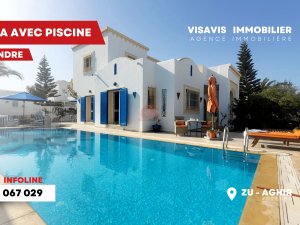 Annonce Vente zone touristique belle villa piscine privée Djerba Tunisie