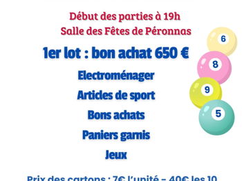 Annonce Quine loto Club Basket Péronnas Ain