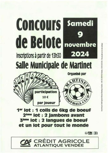 Annonce Concours belote Martinet Vendée