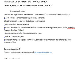RECRUTEMENT INGENIEUR