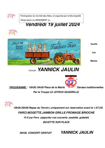 Annonce concert Yannick jaulin Vouillé-les-Marais Vendée