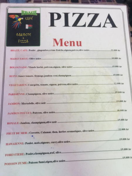 menu Pizza