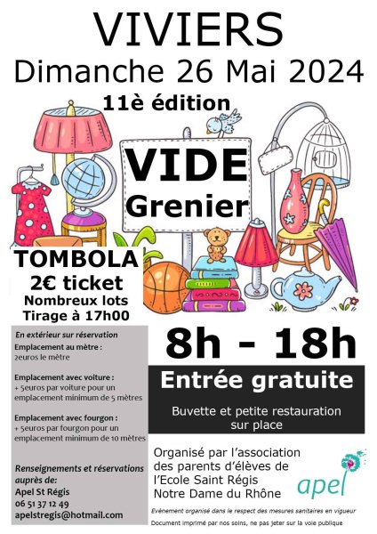 Annonce Vide grenier APEL Viviers Ardèche