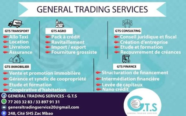 Annonce Vente General Trading Services Rufisque Sénégal