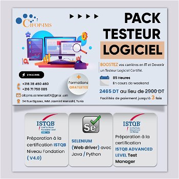 Annonce Pack Formation Testeur Logiciel Tunis Tunisie
