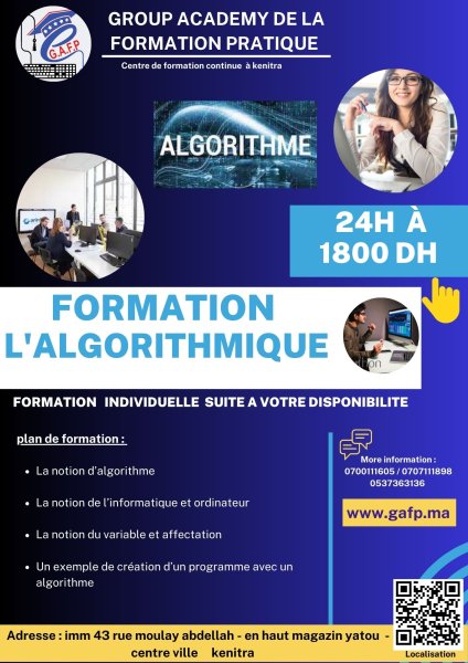 FORMATION algorithmes informatique Kenitra Rabat Maroc