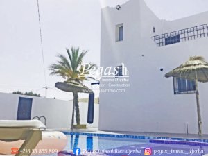 Vente 1 villa S3 piscine route phare Titre bleu Djerba Tunisie