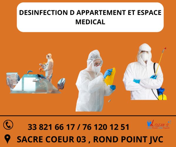 DESINFECTION APPARTEMENT ESPACE MEDICAL Dakar Sénégal