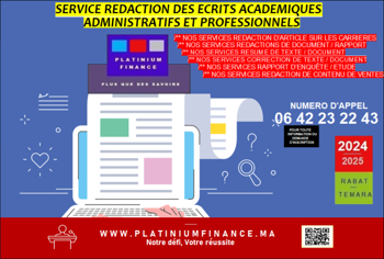 SERVICE REDACTION DES ECRITS ACADEMIQUE PROFESSIONNEL Rabat Maroc