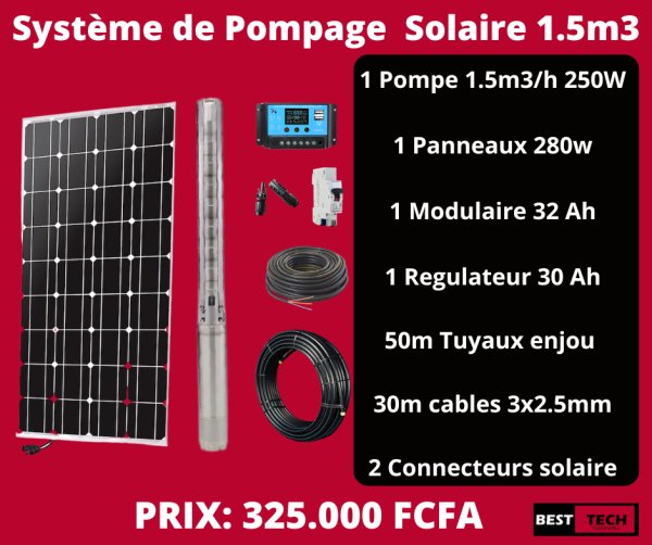 SYSTEME POMPAGE SOLAIRE M3/H Dakar Sénégal