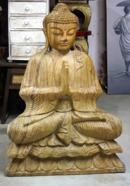 statue Bouddha assis bois H 81 cm Sedan Ardennes