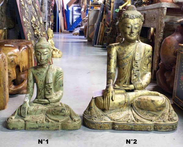 statue Bouddha assis bois H 51 ou 72 cm Sedan Ardennes
