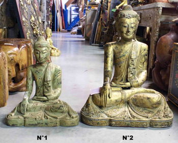 statue Bouddha assis bois H 51 ou 72 cm Sedan Ardennes