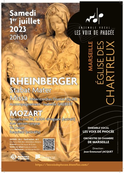 Concert Choeur Orchestre RHEINBERGER MOZART Marseille Bouches du Rhône