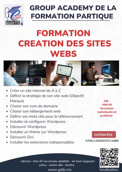 FORMATION Création des sites web Kenitra Rabat Maroc