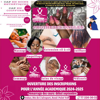 Annonce Formation soins esthétique coiffure Dakar Sénégal