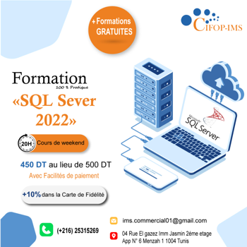 Formation Base données SQL Server 2022 Tunis Tunisie